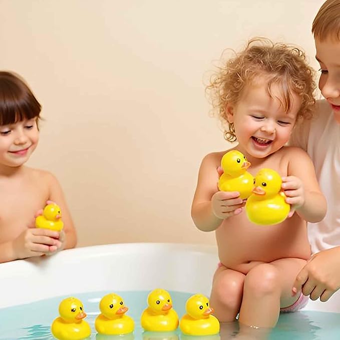 Duck Matching Bath Toys for Kids - 20 Plastic Ducks with Storage Bag | Fun Memory Games-Float Mini Duck Baby Bath Ducky Shower Toys-Water Outdoor Game for Children,Preschoolers,Birthday Party Carnival