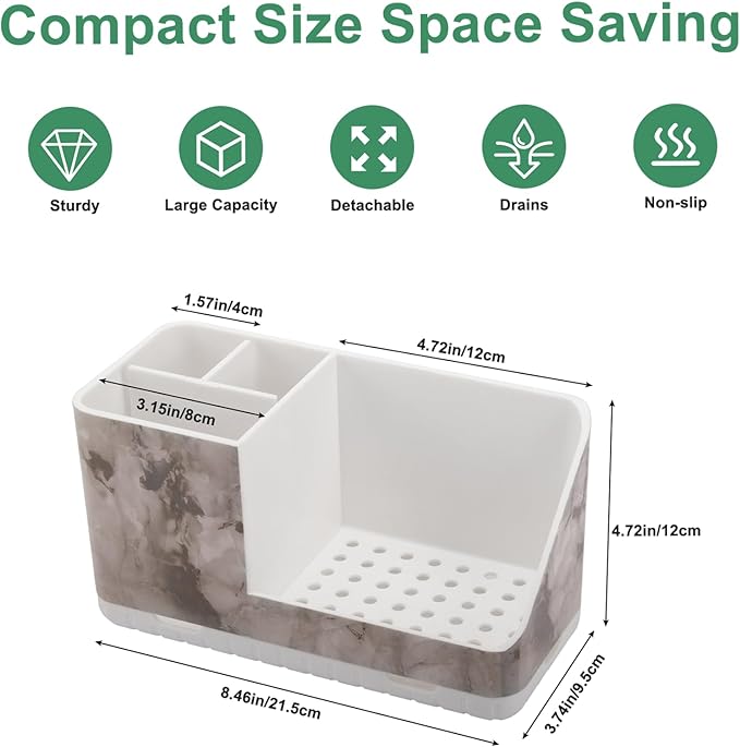 Toothbrush Holders for Bathroom Countertop Organizer, Kids Electric Toothbrush and Toothpaste Holder for Bathroom Organizers and Storage (White Marble Grain)