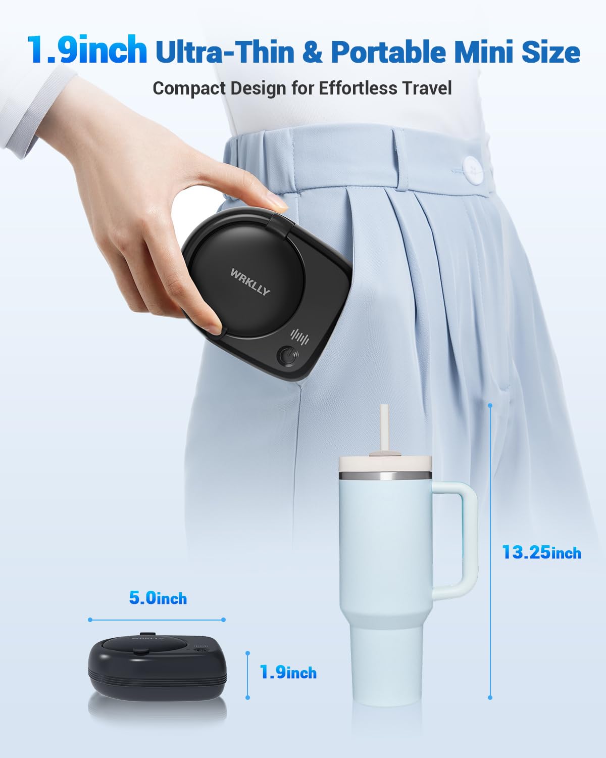 Rechargeable Ultrasonic Retainer Cleaner Machine | 50kHz 1.9 inch Ultra-Thin Portable | Night Guard Aligners Jewelry |6pcs Cleaner Tablets Included | Quick & Deep Clean Modes | Oral Dental Care