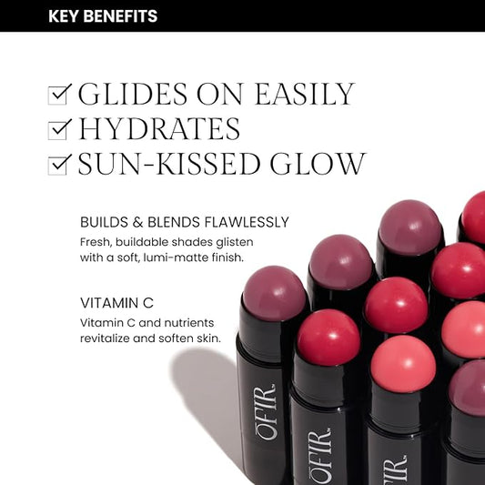 OFIR Cheek Tones Vitamin C Blush Stick | Buildable, Hydrating, Lightweight, Vegan Cream Blush Stick | Non-Transfer, Radiant Finish, Skin-Loving Formula | Pink Apple - Soft Coral Pink | 0.21 oz