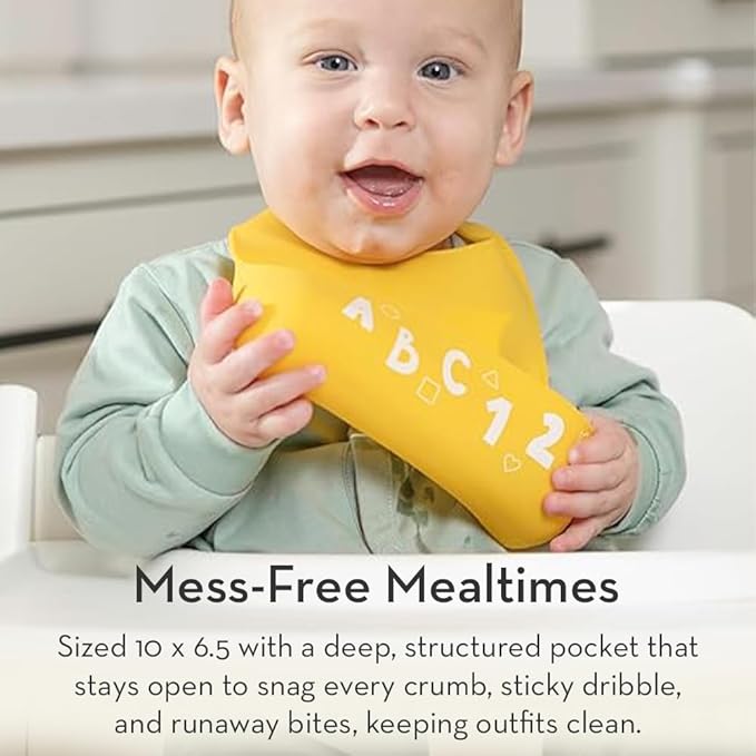 Bella Tunno Little Bites Bib – Silicone Baby Bibs for Infant Girls and Boys Ages 3-12 Months, BPA Free Soft Silicone Bib