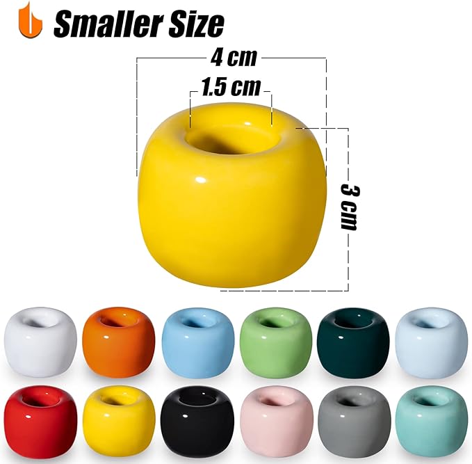 Urbanstrive Sleek Mini Ceramics Toothbrush Holder Stand for Bathroom Vanity Countertops (Yellow 2-Pack)