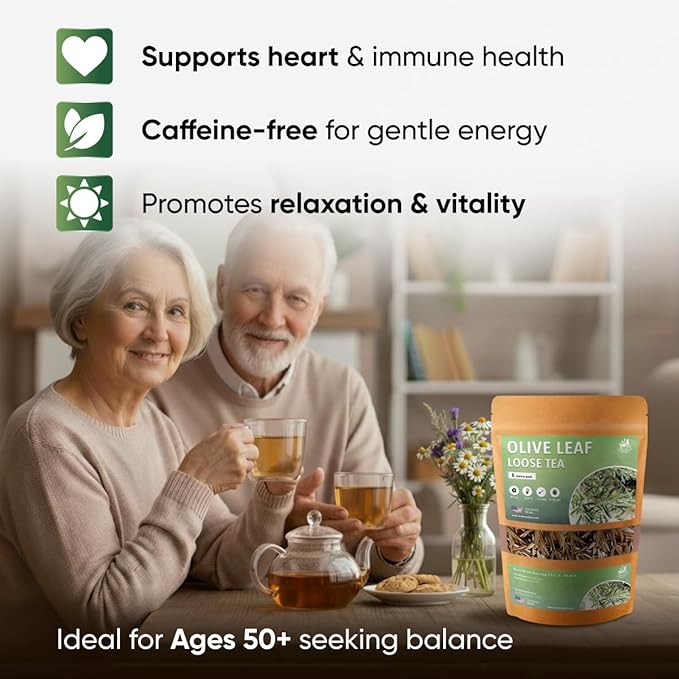 Olive Leaf Loose Tea – 6 oz Size (Premium Dried Olive Loose Leaf Tea - 6oz), Natural Extract Caffeine-Free Herbal Tea for Relaxation, Wallness with Smooth Taste