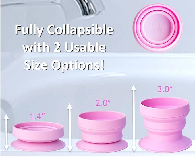 TubbyCup Baby Bath Rinse Cup, Collapsible & Convenient Space Saving Bath Cup with Suction Base, Sticks to Tub or Tile. Soft, Flexible, Makes Bath Time Safe & Fun. BPA-Free Non-Toxic Patented! (Pink)