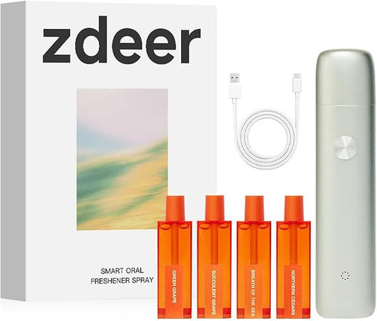 Smart Electric Oral Spray - Probiotic Mouth Spray Fresh Breath, Alcohol Free Breath Spray, Mouth Freshener Spray, Rechargeable, Travel Size, With 4 Flavors Cartridges