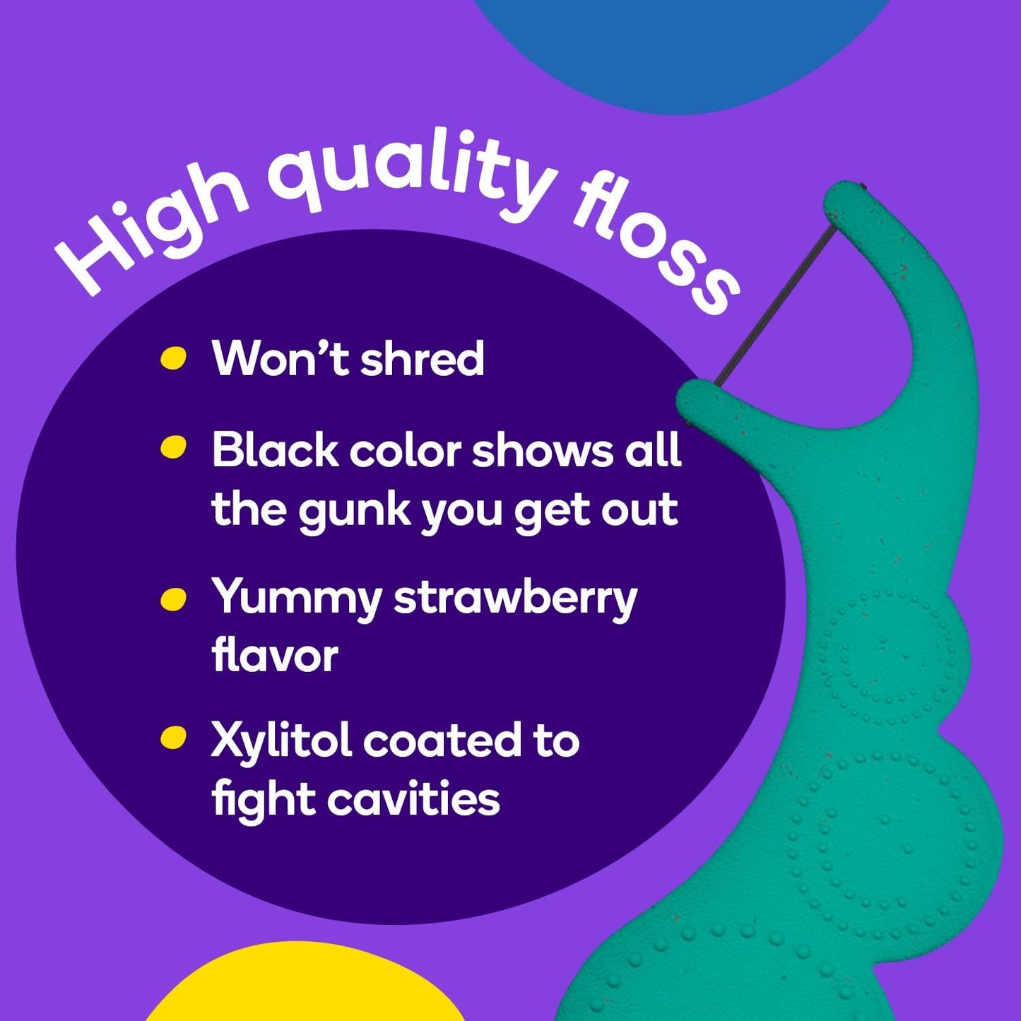 BURST Kids Flossers (180 Count/2 Pack) | Strawberry Aroma | Toddler Dental Flossable Picks with Ergonomic Design | No-Slip Grip | Smiley Face and Fun Colors |