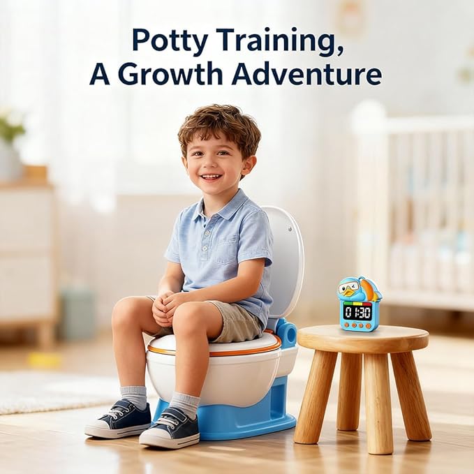 Shower Timer Waterproof Visual Timer for Kids, 99-Min Digital Potty Training Timer for Toddler, Duck-Shaped Bathroom & Kitchen Time Management Tool, Rechargeable, Blue