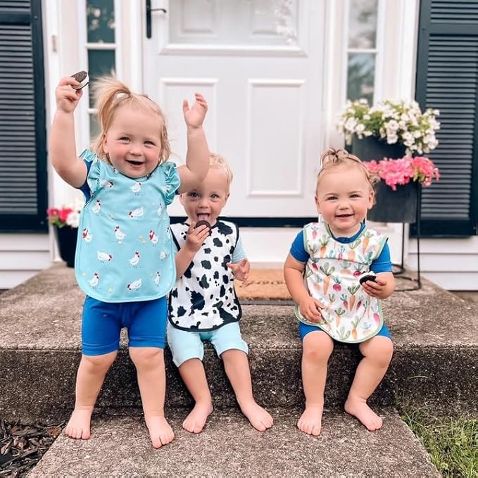 BapronBaby Flutter Little Chickies Bapron - No Neck Tie Safer Bib for Baby & Toddler - Soft Waterproof Stain Resistant - Machine Washable - Sz Preschool 3-5yrs