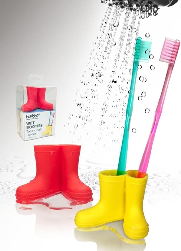 2 Pack Rain Boot Toothbrush Holder Silicone Cute Organizer for Your Bathroom Perfect Toothbrush Holder for Children,Safety Razor Stand Multi Purpose Bathroom Accessory (Boots)