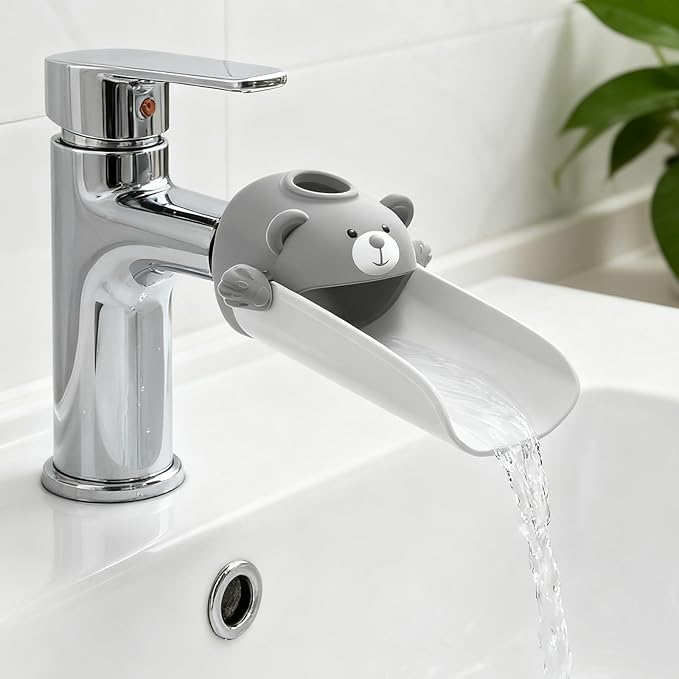 Skyroku Faucet Extender for Toddlers, Sink Extenders with Temperature Sensitive for Kids Hand Washing Sink Faucet Extension,Suitable for Bathroom Sink, Kitchen,Bathtub.(Brown) (Brown&Grey)