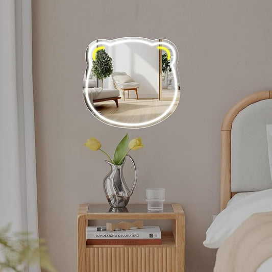 LED Mirror Neon Lights Light Up Dressing Mirror Cat/Shine Heart/Bat/Butterfly Shape Neon Mirror Sign for Modern Home Girl Room Bathroom Salon Wall Art Decor Gift For Girlfriend USB Powered