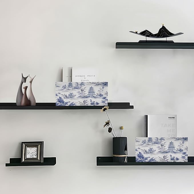 Kcldeci Retro Ink Chinese Pagodas Mountains Trees Storage Bins Baskets for Organizing 2Pack, Sturdy Storage Basket Foldable Storage Baskets for Shelves Closet Nursery Toy