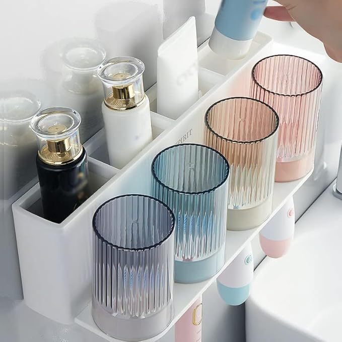 𝟐𝟎𝟐𝟓 𝐔𝐩𝐠𝐫𝐚𝐝𝐞𝐝 So Nice Toothbrush Holders for bathrooms Accessories Wall Mounted,Electric Shower Toothbrush Holder White Plastic toothbrushes Holder Set for Kids with 4 Cups