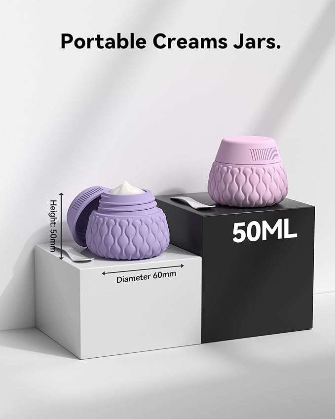 Silicone Travel Bottles for Toiletries 8 Pack Travel Size Toiletries 3.4 oz 1.7 oz, Leakproof Squeeze Travel Size Containers Refillable Cosmetic Jars Set for Shampoo, Conditioner, Creams