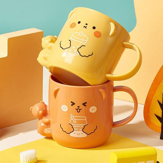 2 Pcs Children's Plastic Mug Cup for Kids Cartoon Toothbrush Cup for Kids for Children Cute Cute Toothbrush