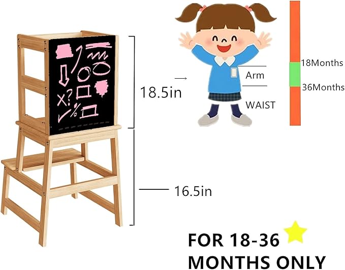 Kitchen Step Stool for Kids and Toddlers with Safety Rail, Kids Step Stool Standing Tower Learning Stool for Bathroom& Kitchen