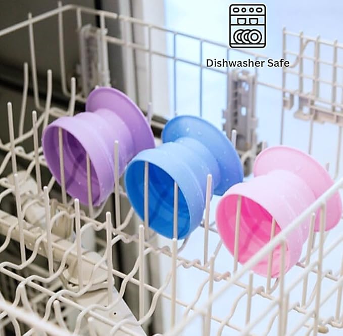 TubbyCup Baby Bath Rinse Cup, Collapsible & Convenient Space Saving Bath Cup with Suction Base, Sticks to Tub or Tile. Soft, Flexible, Makes Bath Time Safe & Fun. BPA-Free Non-Toxic Patented! (Purple)