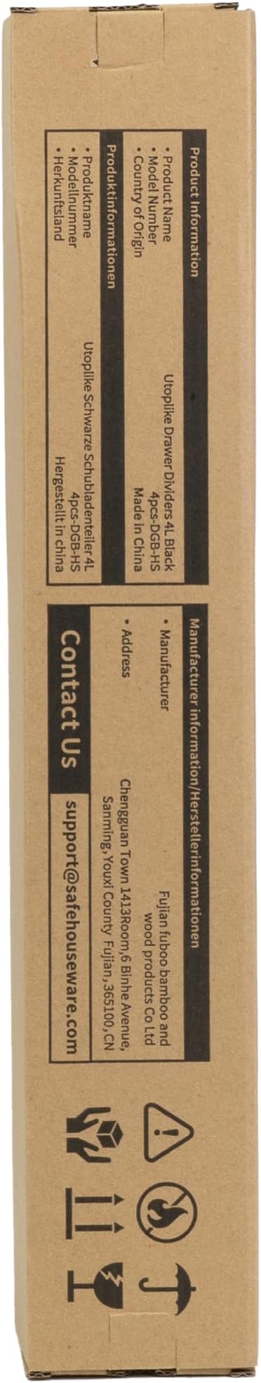 Utoplike 4 pcs Bamboo Kitchen Drawer Dividers Large, Adjustable Black Drawer Organizers, Spring Loaded, Works in Kitchen, Dresser, Bathroom, Bedroom, Drawer, Desk, 2.4" H