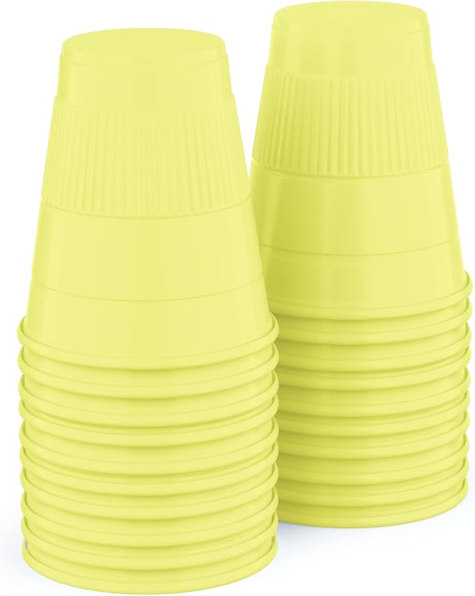 Disposable Cups | 50 Pack | 5 oz Plastic, Multicolor Bathroom Cups - Perfect for Medicine, Water, Mouthwash, Parties, Kids