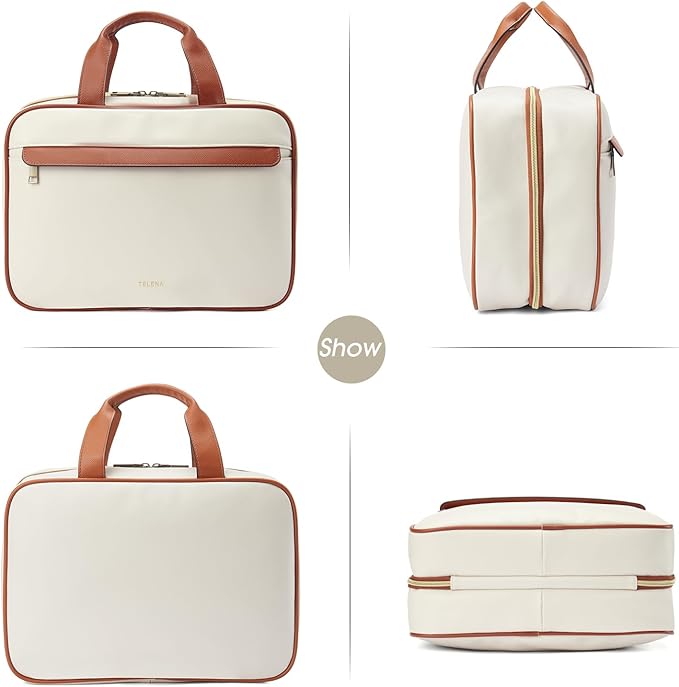 Telena Travel Toiletry Bag for Women with Hanging Hook, Water-resistant Cosmetic Bag Travel Organizer for Accessories, Toiletries, Shampoo