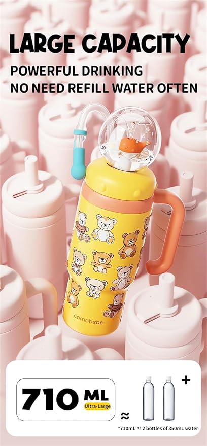 Stainless Steel Whale Fountain Tumbler with Handle 2025 Drinking Cup with Whale Squirt Insulated Travel Tumblers Kids Weighted Sippy Cup No Spill Cute Water Bottle with Lids and Straws Leak Proof (A2)