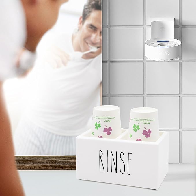 White Acrylic Dixie Cup Dispenser, Disposable Paper Cup Dispenser Storage Holder, 3/5 oz Dixie Cup Holder, Bathroom Paper Cup Rinse Organizer, Disposable Cup Caddy, Water Dispenser Cup Holder