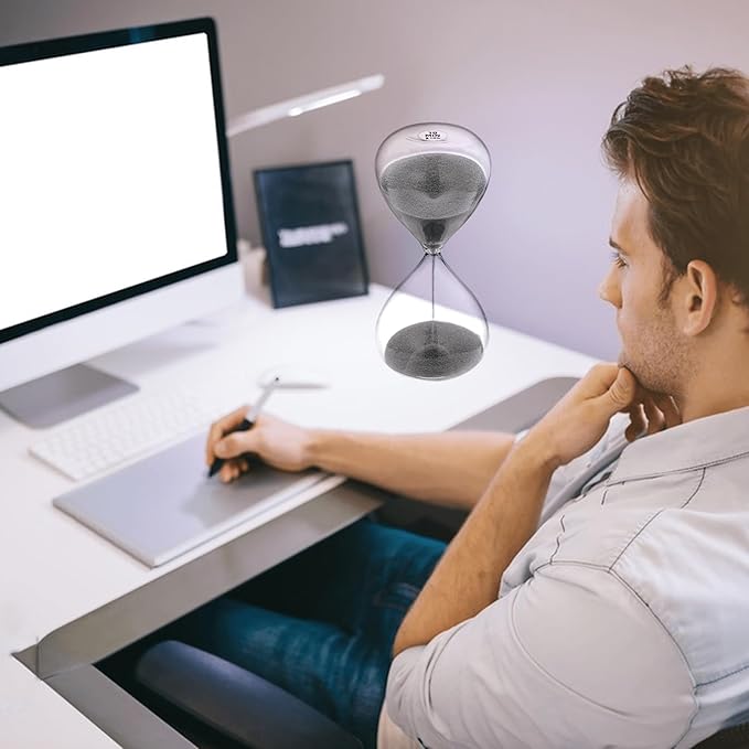 SuLiao Hourglass Sand Timer 10 Minute,5.1 Inch Black Sand Clock 10 Min, Extra Reloj De Arena, Unity Hour Glass Sandglass for Kids, Games, Classroom,Desk, Office Home Decor