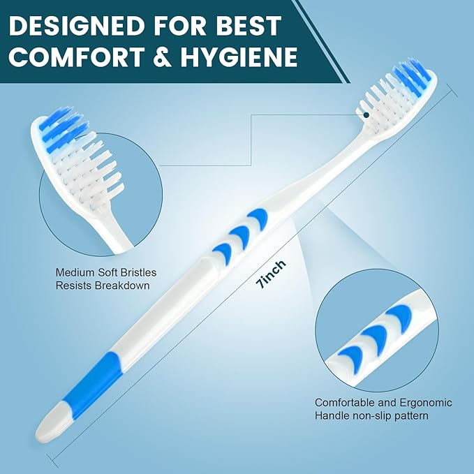 Navona 300 PCS Premium Individually Wrapped Bulk Toothbrush Pack, Disposable Toothbrushes, Kids Toothbrush, Medium Soft Bristle Toothbrushes, Ergonomics Handle, Perfect for Travel Hotel Donation