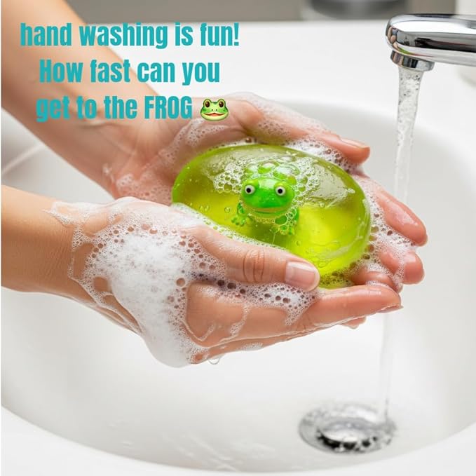 BearNaturalOrganics Kids – Clear Natural Bar with Toy Inside (Frog Collection) – Fun Bath Gift, Gentle Face & Body Soap, Paraben & Chemical Free – 4 oz