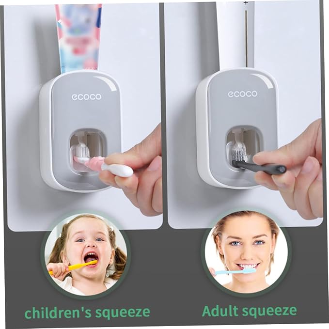 Automatic Toothpaste Dispenser Squeezer Hand Free Wall Mounted for Kids Adults Bathroom Washroom Grey