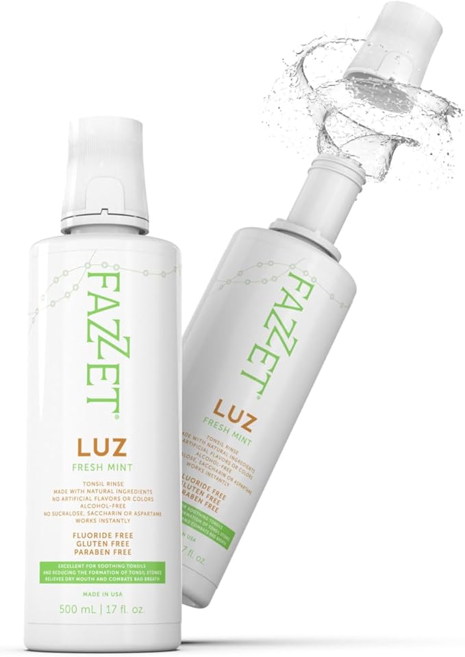 Tonsil Stone Mouthwash for Stone Remover – Tonsil Stone Removal, Treatment of Natural Tonsil Stone, Combat Bad Breath & Get Rid of Dry Mouth – Gluten Paraben & Alcohol Free, Fresh Mint FAZZET LUZ