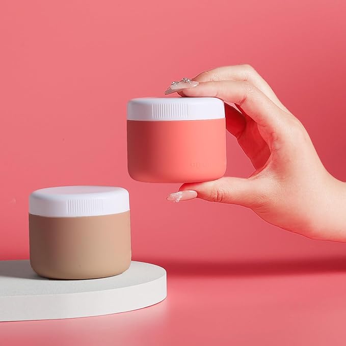 Travel Containers for Toiletries, Silicone Cream Jars BPA-Free, Leak-proof 3oz Travel Size Containers, Portable Size Silicone Jars with Lid for Cosmetic Face Hand Body Cream (4 Pack)