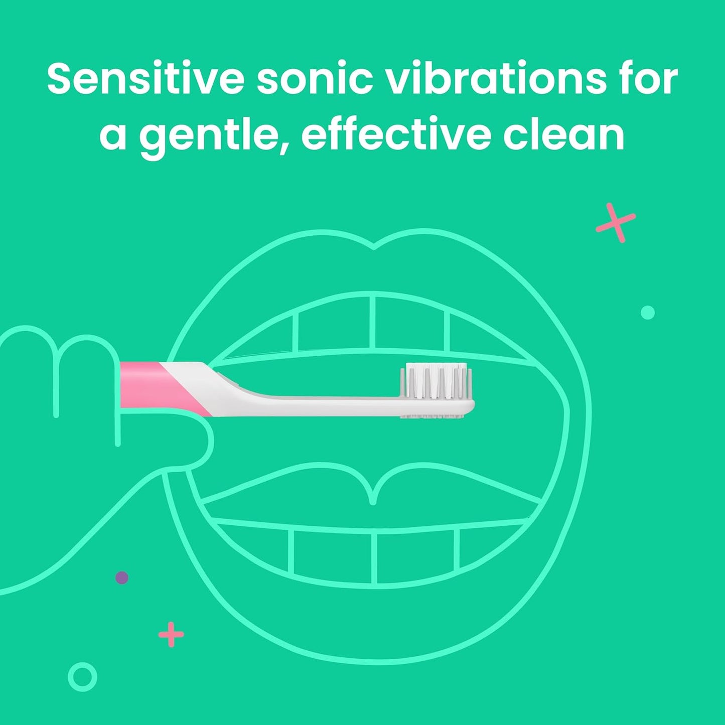 Quip Plastic Sonic Toothbrush for Kids Plus Extra Brush Head - GITD Pink (Glow in The Dark)