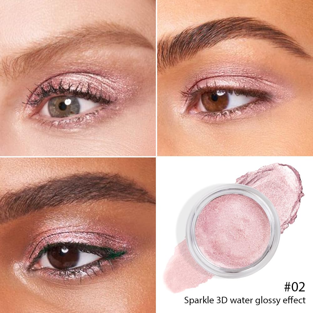 Rose Pink Mousse Single Eyeshadow Palette –Neutral Matte & Shimmer Eyeshadow,Mini Cream Glitter Eye shadow,Long Lasting Highly Pigmented Eye Makeup Compact Travel Siz Eye shadow for Older Women 02#