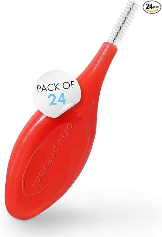 Smart Grip Interdental Brushes 0.60 mm – Red – ISO 3 – Deep Cleaning Between Teeth – Ultra-Fine Dental Picks – 24 Pack