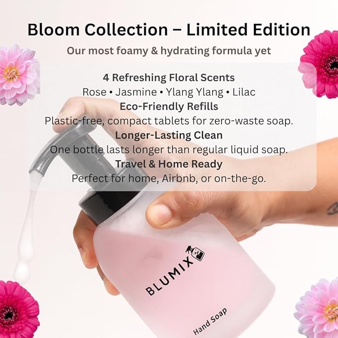 Foaming Hand Soap Tablet Refill – 6 Pack | Rose Scent | Eco-Friendly, Non-Toxic, Plastic-Free, Zero Waste, Just-Add-Water | Safe for Kids, Home & Travel (Rose)