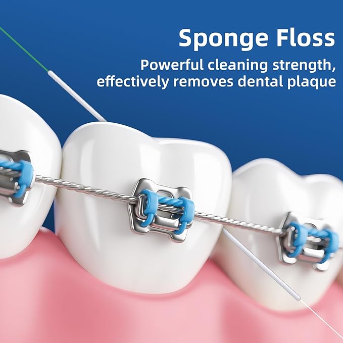 RioRand Dental Floss for Braces, Bridges, and Implants, PTFE & PFAS Free Floss, 80 Pre-Cut Strands(Pack of 2)