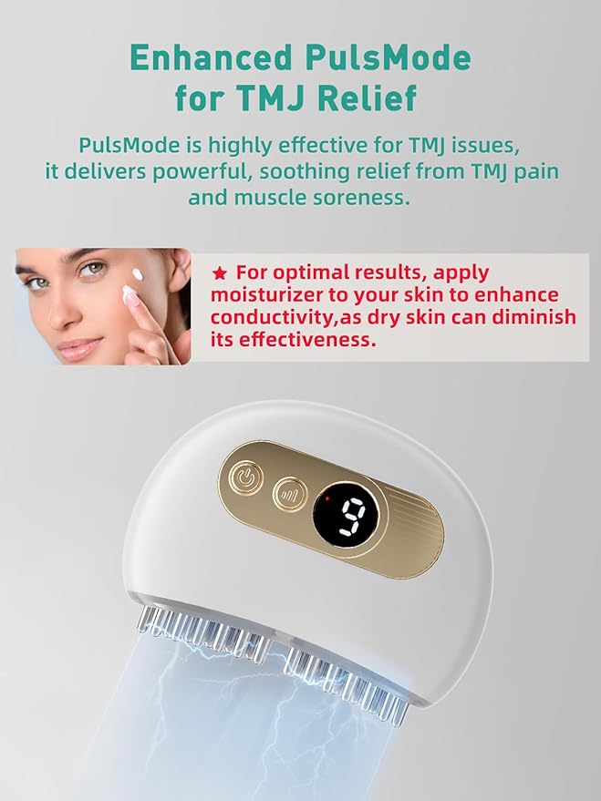 SandoKare TMJ Relief Products Jaw, TMJ Relief Massager, Vibration and Heating, Ergonomic Multi-Needle Design TMJ Massage Tool, Effective Jaw & Neck Pain, Grinding and Clenching Teeth Relief (White)
