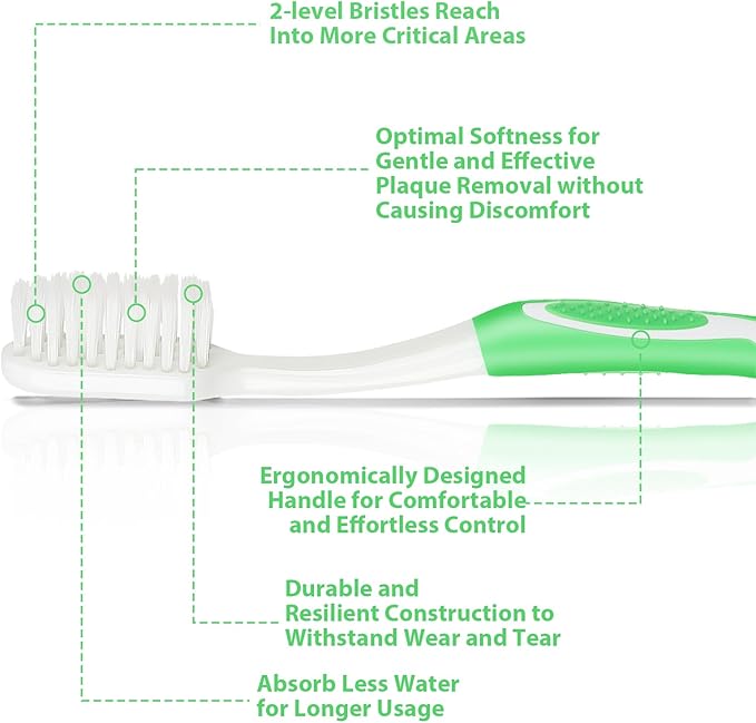 Extra Soft Toothbrushes for Adults - Flossing Toothbrush for Sensitive Teeth and Receding Gums, Tapered Bristles Ultra Clean Plaque Remover Travel Toothbrush Individually Wrapped Pack of 4