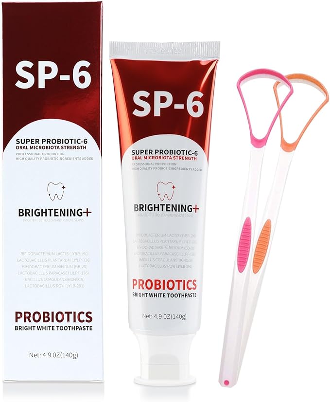 SP 6 Whitening Toothpaste with Probiotics - Supports Oral Health, Fights Plaque & Brightens Smile