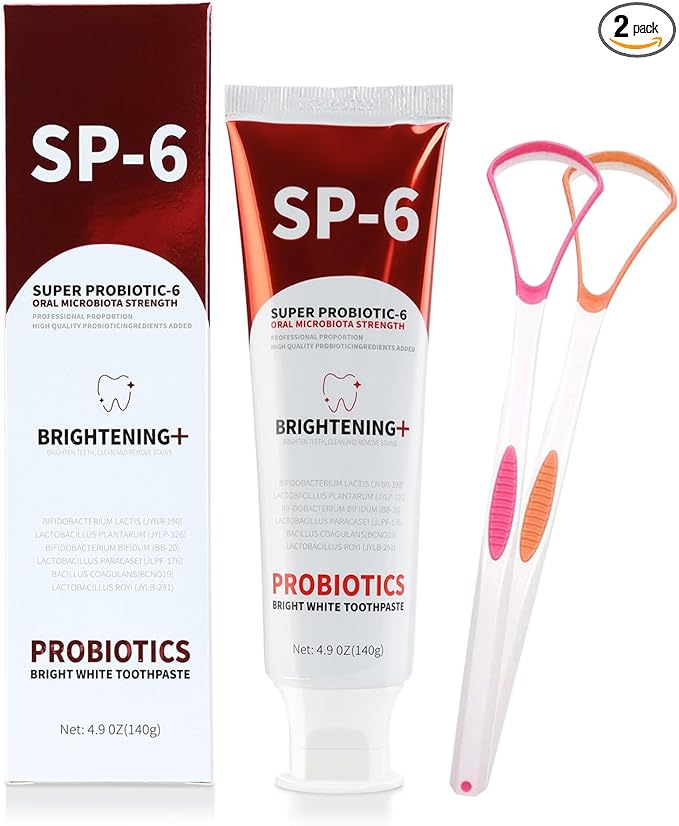SP 6 Whitening Toothpaste with Probiotics - Supports Oral Health, Fights Plaque & Brightens Smile