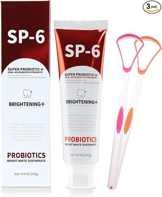 SP 6 Whitening Toothpaste with Probiotics - Supports Oral Health, Fights Plaque & Brightens Smile