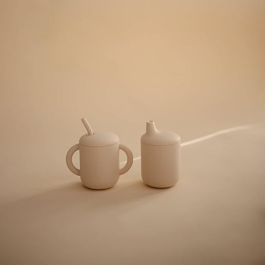 mushie 100% Silicone Training Cup & Straw for Toddlers | 6 Months+ (Shifting Sand)