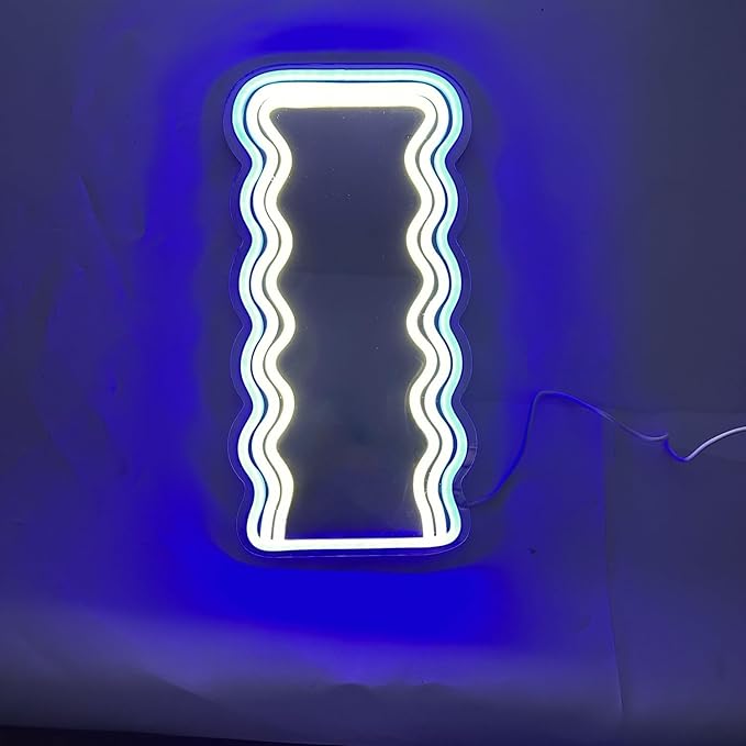 LED Mirror Neon Lights Light Up Dressing Mirror Cat/Shine Heart/Bat/Butterfly Shape Neon Mirror Sign for Modern Home Girl Room Bathroom Salon Wall Art Decor Gift For Girlfriend USB Powered