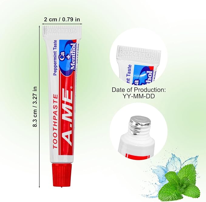 Travel Size Toothpaste Bulk, Disposable Small Portable Toothpaste, Travel Pocket Size for Vacation Hotel, Shelter/Homeless/Nursing Home/Charity Mini 0.35 oz (Pack of 100)