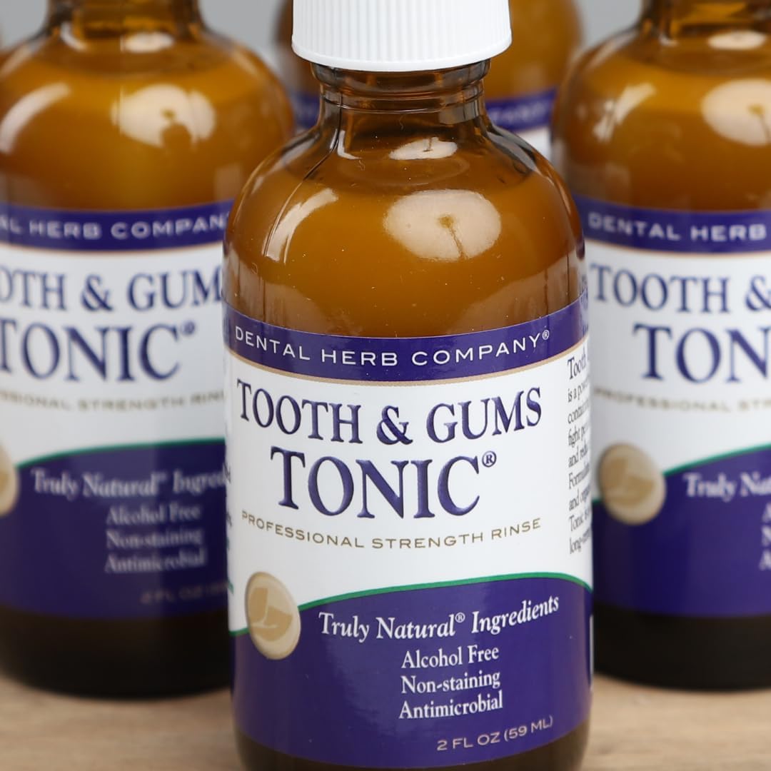 Dental Herb Company Tooth & Gums Tonic Mouth Wash - Travel Size ** (2 oz.) ** Made with Pure Essential Oils to Relieve Bad Breath, Bleeding and Irritated Gums.