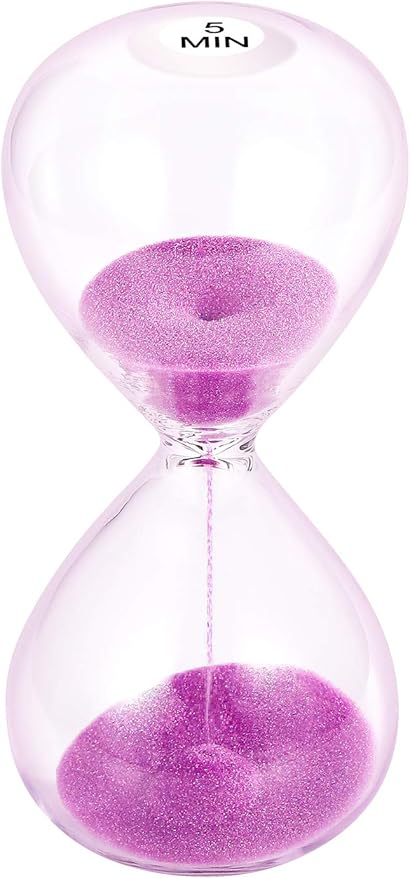 SuLiao Sand Timer 5 Minute Hourglass: 5.1 Inch Purple Sand Clock, Large Sandglass 5 Min, Hour Glass Reloj De Arenai for Kids, Games, Classroom, Home, Desk, Office Decorative