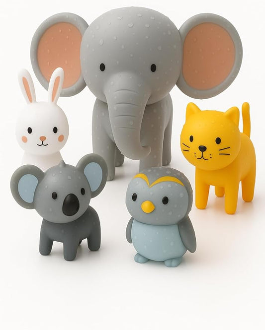 SplashEZ Bath Toys for Toddlers, Mold Free Bath Toys for Kids & Toddlers, No Hole for Bathtub, Pool, Shower Boys & Girls, 5 Animals