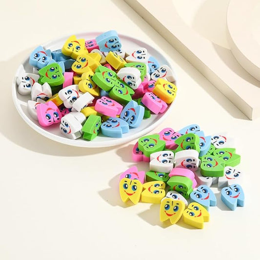 Kleeblatt Large Teeth Erasers for Kids Bulk, 70 PCS Big Large Fun Desk Pets for Kids Classroom, Treasure Box Prizes,Party Favors for Kids Goodie Bags, Back to School Gifts for Students