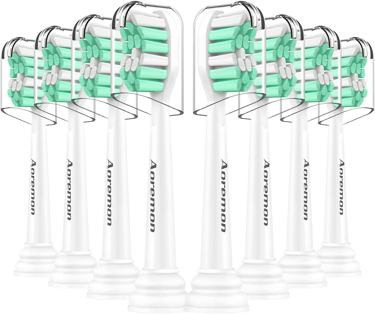 Aoremon Replacement Heads for Sonicare - Toothbrush Heads Compatible with Philips Sonicare Snap-on Electric Toothbrush (White),8 Pcs